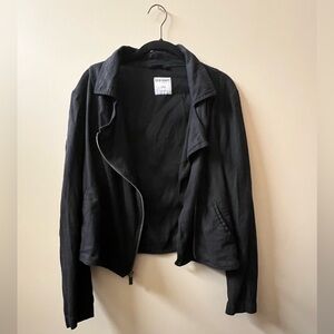 Old Navy black zip up linen jacket